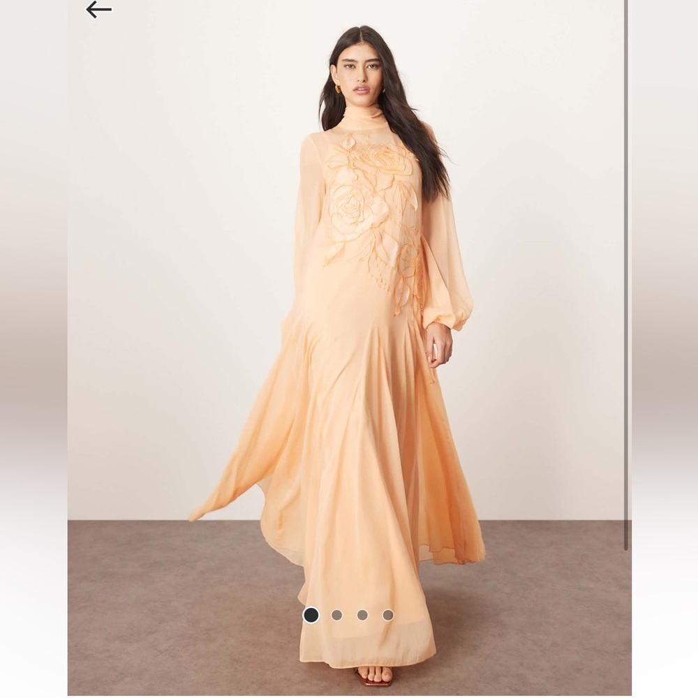 Peach Floral Applique Maxi Dress asos gown